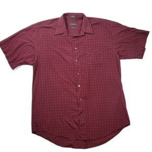 Van Heusen Men's Short Sleeve Button Up Shirt Red XL